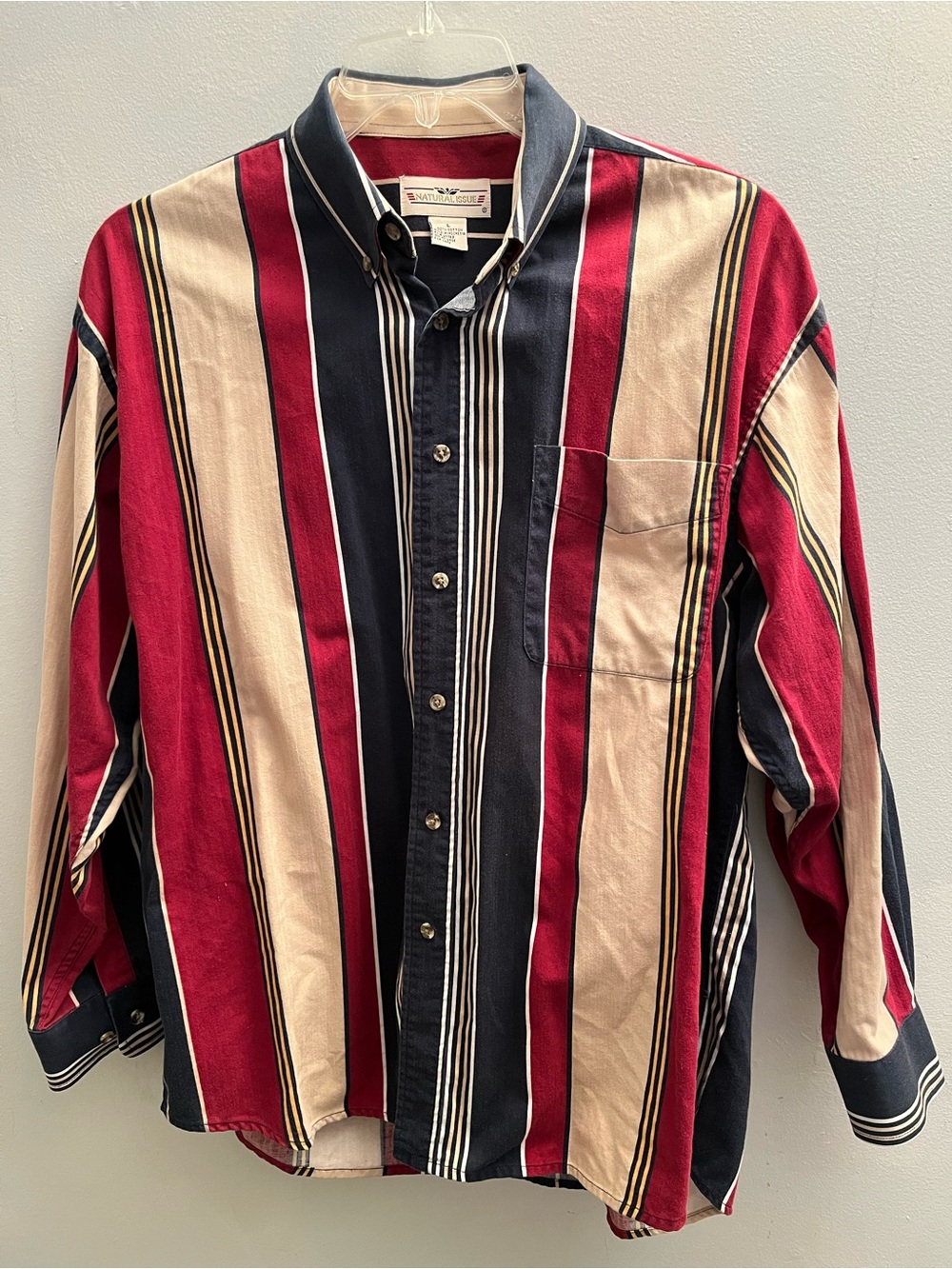 Natural Issue Stripe Button Down Shirt Mens Sz Large 100% Cotton Preppy Y2K 90s